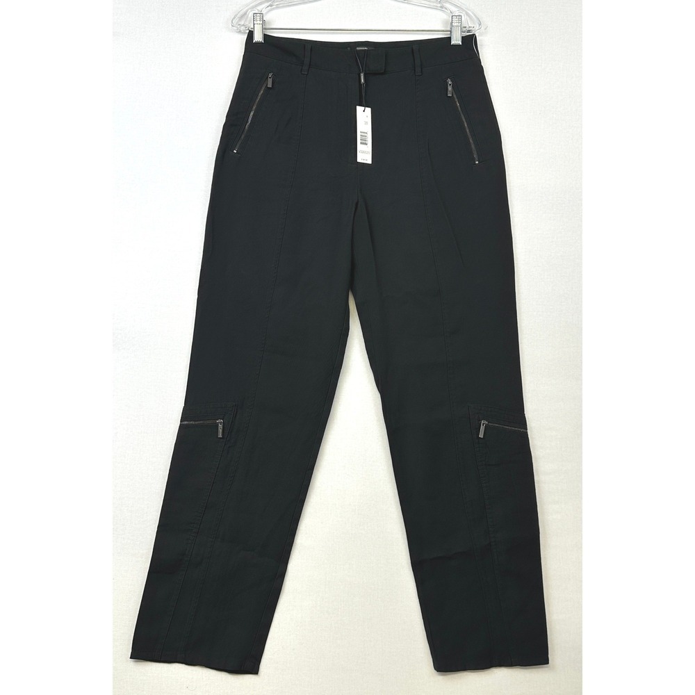 Tahari Zip Pocket Straight Leg Pants Black Women's Size 6 NWT